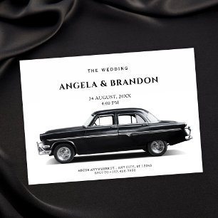 Black Classic Car Wedding Invitation