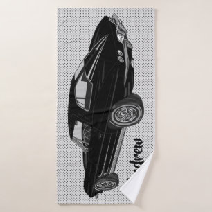 Black Classic Corvette Design Bath Towel