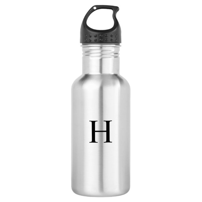 Black Classic Elegant Monogram 532 Ml Water Bottle (Front)