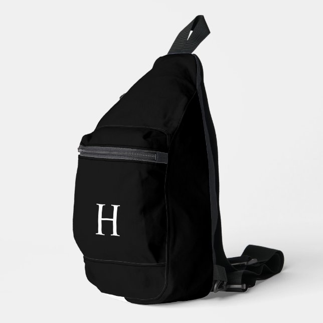 Black Classic Elegant Monogram Sling Bag (Right Corner)