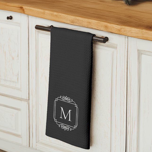 Black | Classic Frame Monogram Tea Towel (Creator Uploaded)