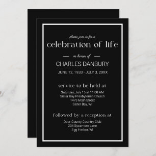 Black Classic Funeral Celebration of Life Invitation