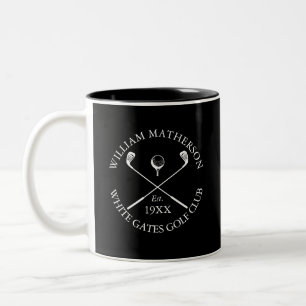 Black Classic Golf Club Name Personalised Two-Tone Coffee Mug
