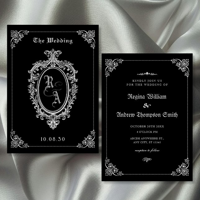 Black Classic gothic wedding  invitation (Creator Uploaded)