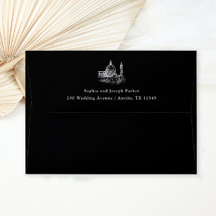 Black   Classic Illustrated Italian Wedding Envelope