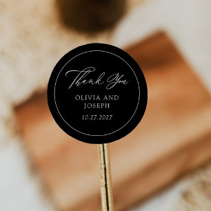 Black   Classic Italian Elegance Wedding Classic Round Sticker