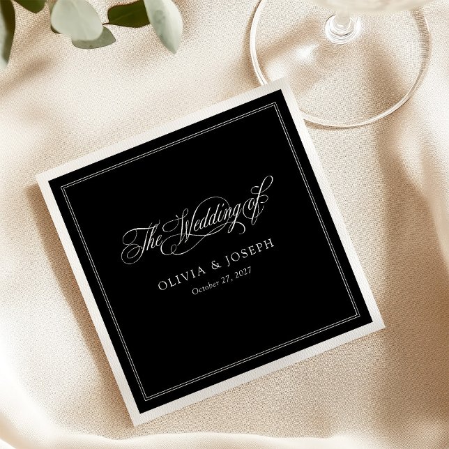 Black | Classic Italian Elegance Wedding Napkin (Creator Uploaded)