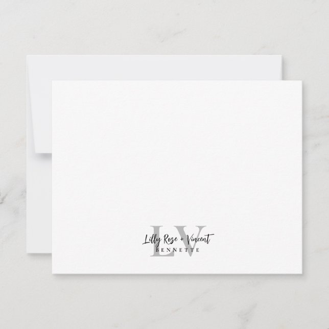 Black Classic Monogram Couple Custom Wedding Card (Front)