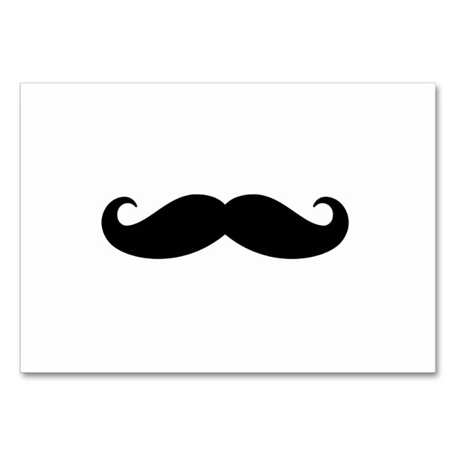 Black Classic Moustache Simple Bushy Moustache Hai Table Number (Front)