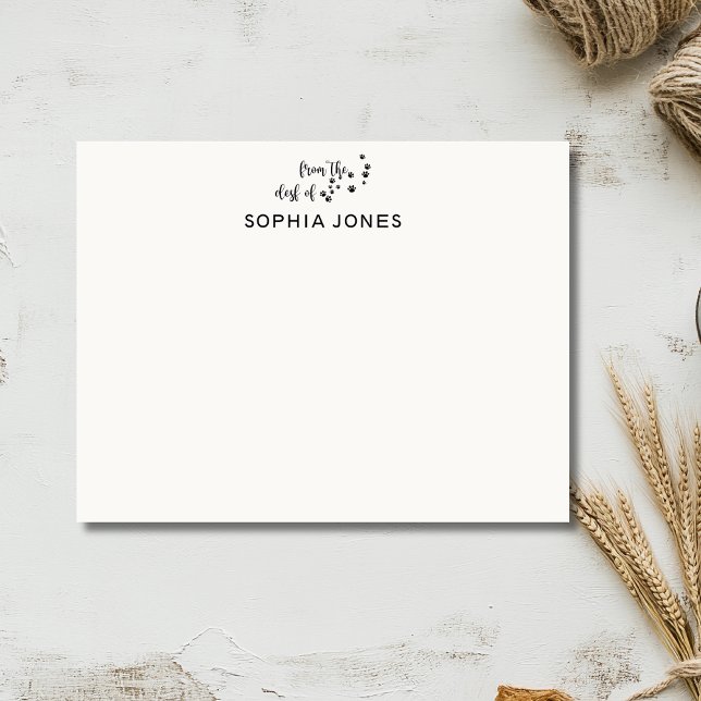 Black Classic Paw Print Stationery Note Card (Creator Uploaded)