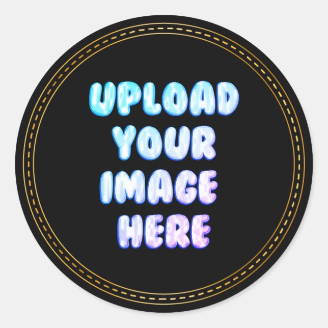 Black Classic Round Sticker with a Business Logo (Front)