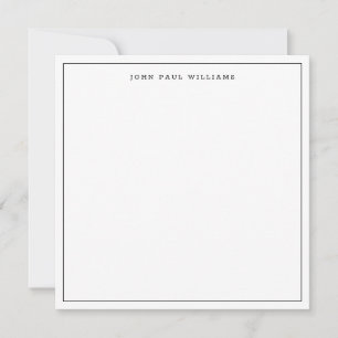Black Classic Simple Minimalist Thin Border Square Card