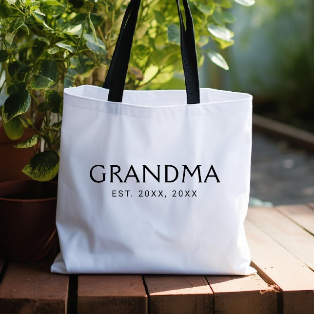 Black Classic Typography Established Grandma Tote Bag (Creator Uploaded)