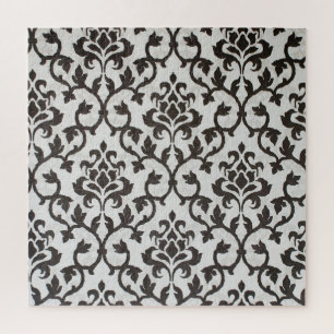 Black classical damask wallpaper pattern jigsaw puzzle