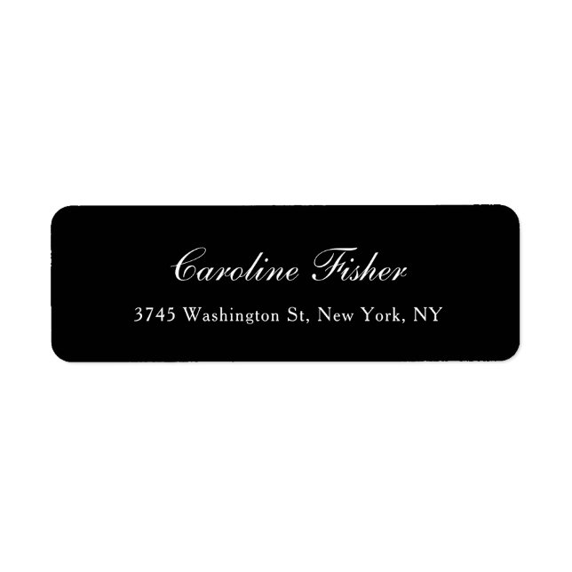 Black Classical Handwriting Plain Simple Mailing Return Address Label (Front)
