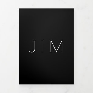 Black Classy Typography Formal minimal Wedding Tri-Fold Card