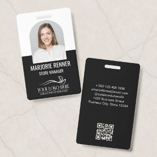 Black Clean Arch Photo Name Title & Logo ID Badge
