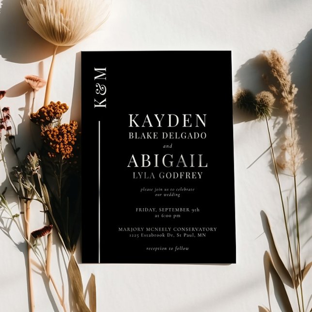 Black Clean Line Minimalist Wedding Invitation (Creator Uploaded)