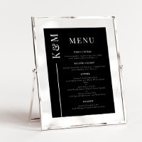 Black Clean Line Wedding Dinner Menu