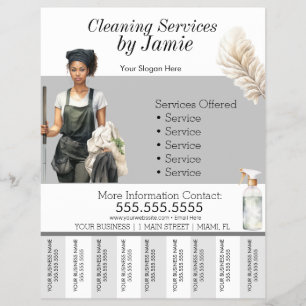 Black Cleaning Service Business Tear Off  Flyer