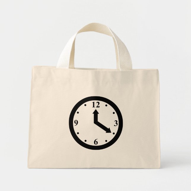 Black Clock Mini Tote Bag (Front)