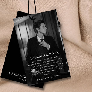 Black clothing brand with photo Hang Tags