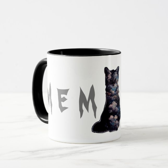 Black cloudy cat  mug (Front Left)