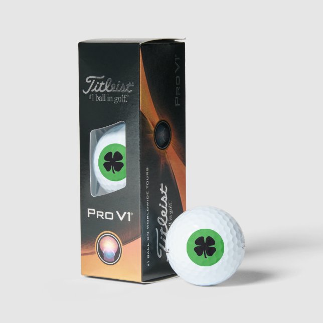 Black Clover green Titleist Pro V1 golf balls 3 pk (Packaging)