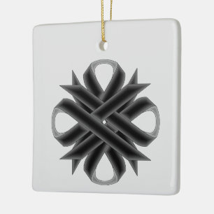 Black Clover Ribbon by Kenneth Yoncich Ceramic Tree Decoration