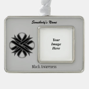 Black Clover Ribbon Tmpl (H-O) by Kenneth Yoncich Silver Plated Framed Ornament