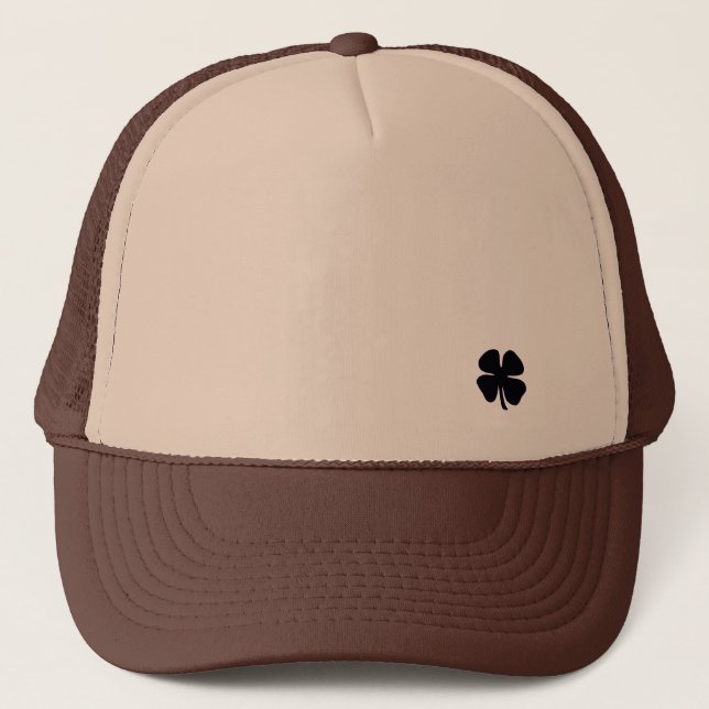 Black Clover tan and brown foam trucker hat (Front)