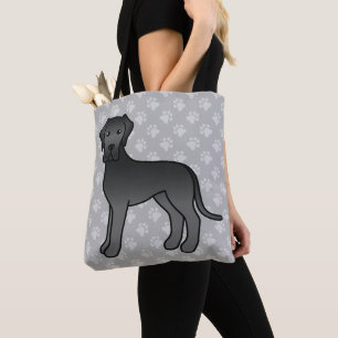 Black Coat Colour Great Dane Cartoon Dog Tote Bag