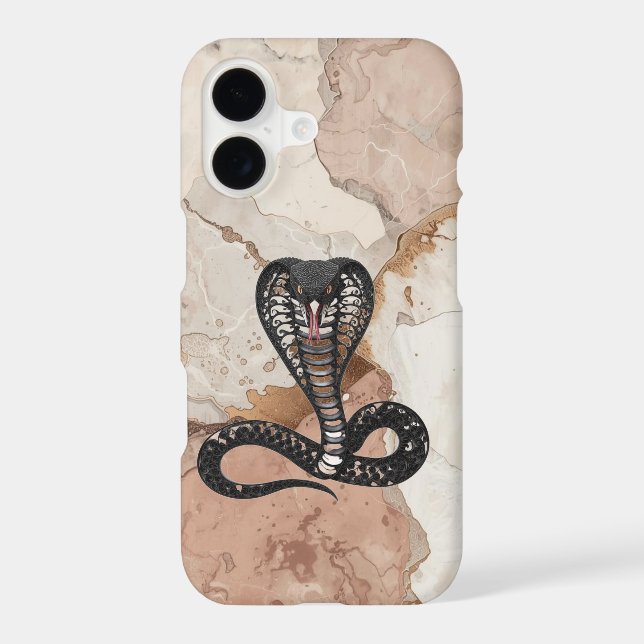 Black Cobra Marble print background iPhone 17 case (Back)