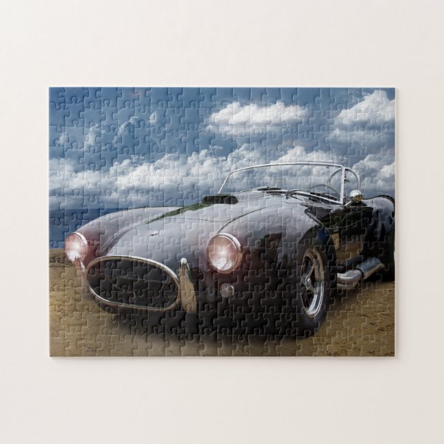 Black Cobra on the Beach, Classic Car Jigsaw Puzzle (Horizontal)