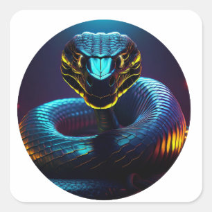 black Cobra Snake In Your Face Square Sticker