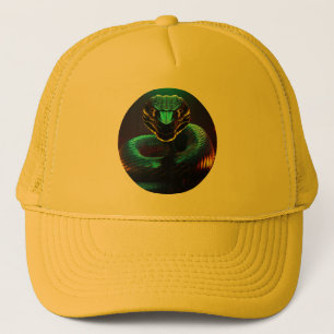 black Cobra Snake In Your Face Trucker Hat