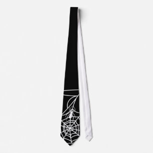 black cobweb and spider, for groom, halloween tie