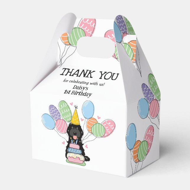Black Cockapoo Cavapoo Birthday Thank You Favour Box (Front Side)