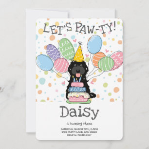 Black Cockapoo Cavapoo Dog Birthday Party Invitation