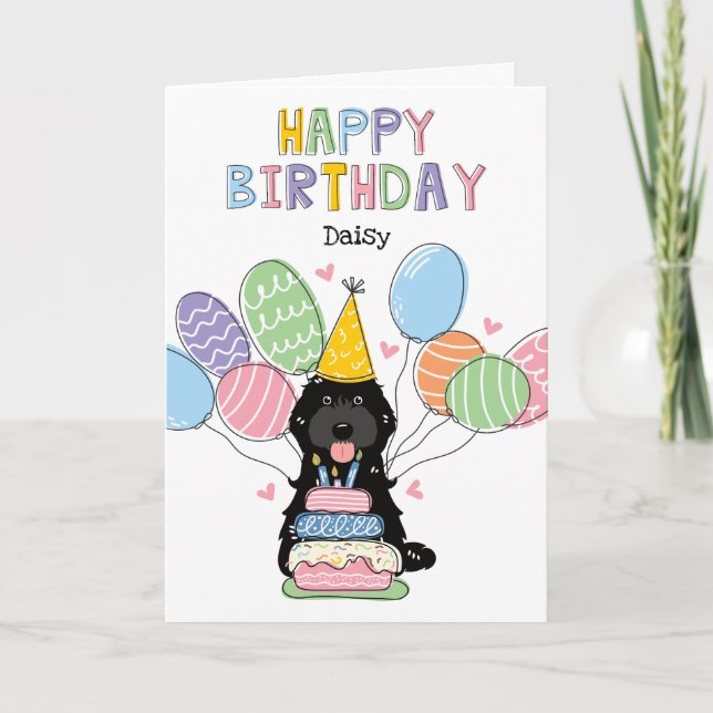 Black Cockapoo Cavapoo Dog Happy Birthday Card (Front)