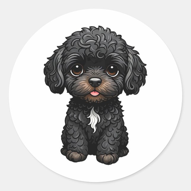Black Cockapoo Classic Round Sticker (Front)