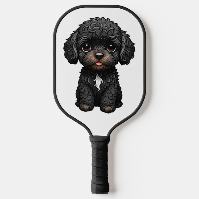 Black Cockapoo Pickleball Paddle (Front)