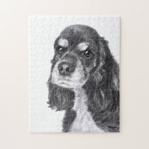 Black Cocker Spaniel Art Jigsaw Puzzle