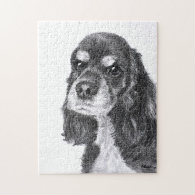 Black Cocker Spaniel Art Jigsaw Puzzle (Vertical)