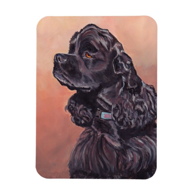 Black Cocker Spaniel Dog Art Flexible Magnet (Vertical)