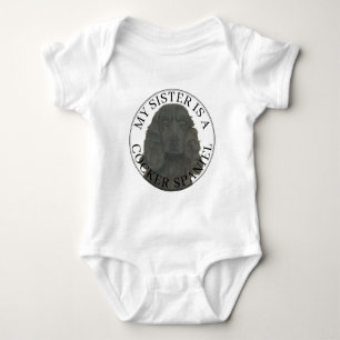 Black Cocker Spaniel Dog Big Sister Baby Bodysuit