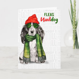 Black Cocker Spaniel Dog Funny Fleas Navidog Holiday Card