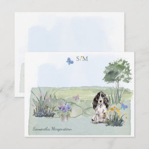 Black Cocker Spaniel Dog Monogram and Name Card