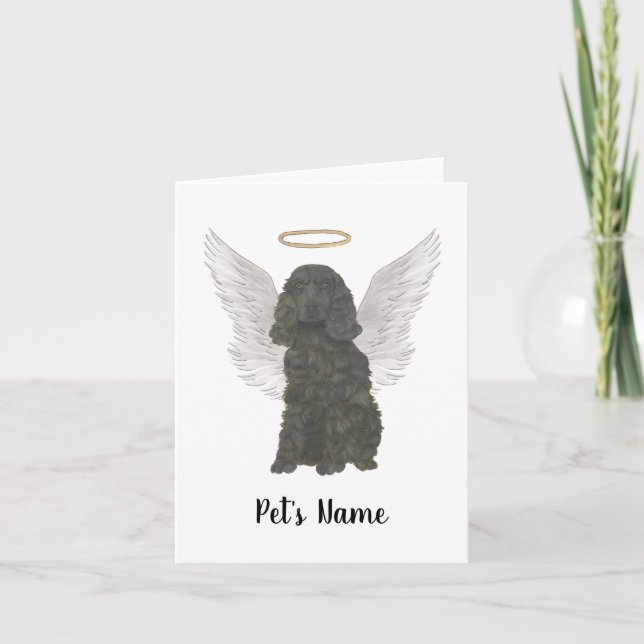 Black Cocker Spaniel Dog Sympathy Memorial  Card (Front)