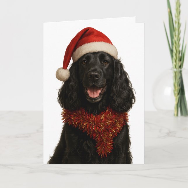 Black Cocker Spaniel Happy Christmas card (Front)
